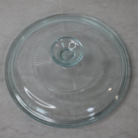 PYREX G5C BLUE TINT GLASS REPLACEMENT LID 7"d INNER RIM ROUND RIBBED 1.5qt - Picture 4 of 16